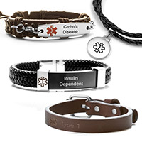Medical Alert Bracelets Id Leather Medical Id Bracelets