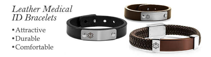Custom Engraved Tan Leather Medical Alert ID Bracelet - Free Medical Card Included - View #9