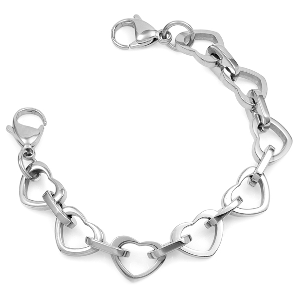 Silver Heart Link Bracelet with Medical Tag