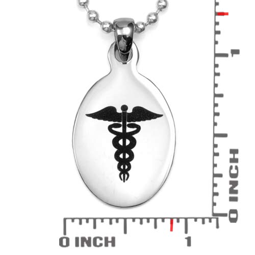Oval Medical Tag with Black Caduceus  inset 1