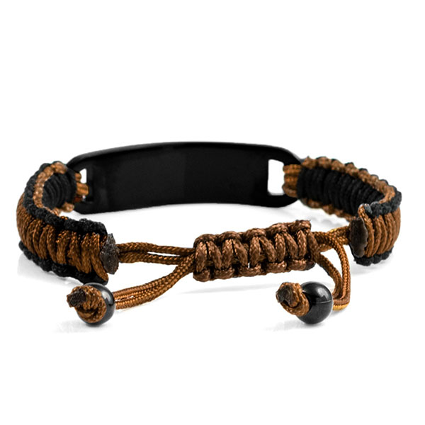 Chocolate Steel Drawstring Diabetes Bracelet Adjule Chocolate Colored Diabetic Bracelet Inset 1