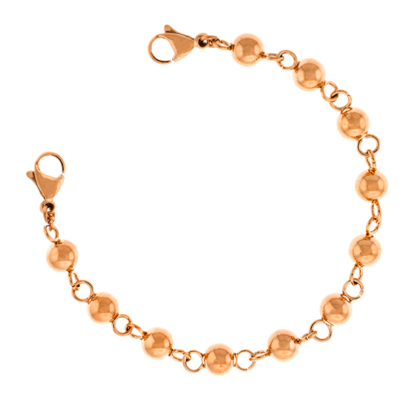Rose Gold Beaded Medical Bracelet with Designer Tag inset 1