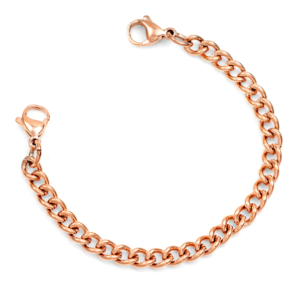 Rose Gold Link Bracelet with Medical Tag inset 1