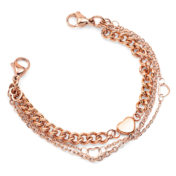 Rose Gold Medical Bracelet with Heart Charms inset 1