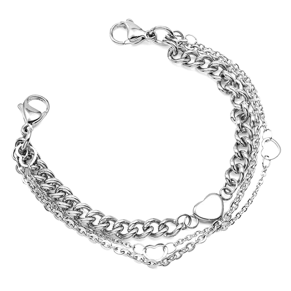 Silver Medical Bracelet with Heart Charms inset 1