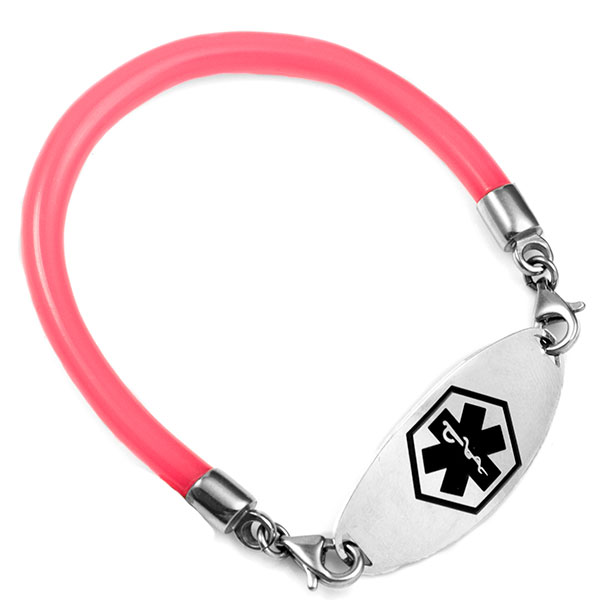 6.5 Inch Pink Rubber Bracelet with Lobster Clasps