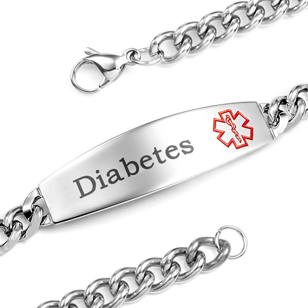 Large Curbed Link Diabetes Bracelets inset 1