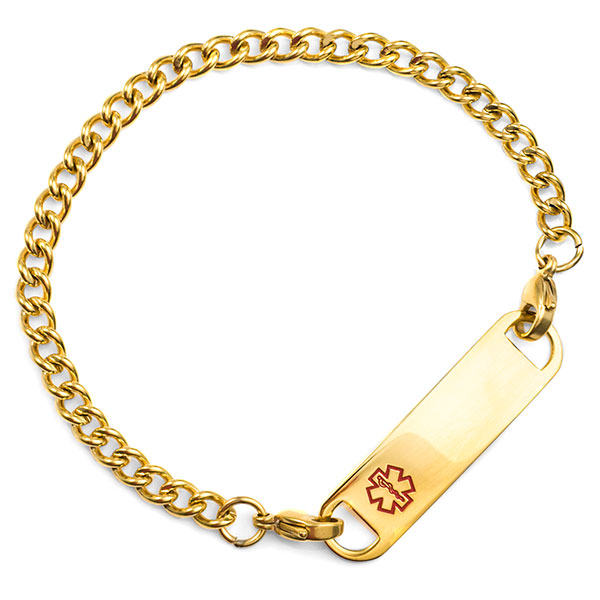 Gold Linking Chain Medical Alert Bracelets Strap inset 2
