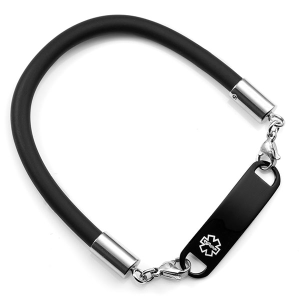 Six Inch Black Rubber Bracelet for Medical Tag inset 1