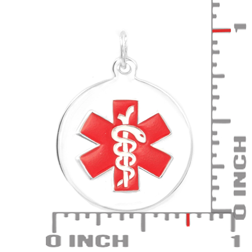 Sterling Silver Round Medical Alert Charm