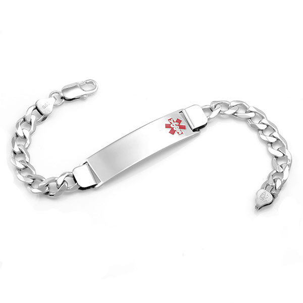 Alen Personalized Sterling Silver Medical Bracelet 8 inch inset 1