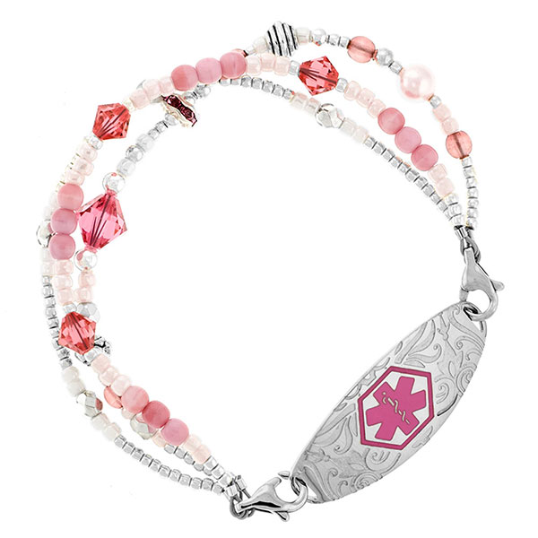 Dalia Pink Flower Custom Tag for Medical Bracelets inset 1