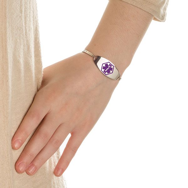 Adjule Silver Medical Alert Bracelet With Purple Symbol