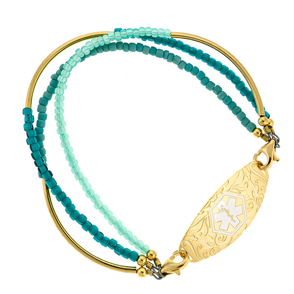 Intricate Floral Gold Tag for Medical  Bracelets  inset 1