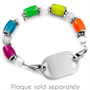 medical beaded multicolor glow alert strap bracelet dark
