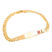 14k Gold Diamond Shaped Curb Link Medical Bracelet 8 inch