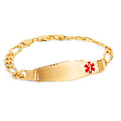 14k Gold Diamond Shaped Figaro Medical Bracelet 8 inch