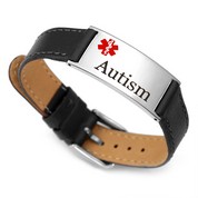 Autism Jewelry Bracelets Cr2230 Black Leather Autism Bracelet With Adjule Strap