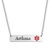 Red Alert Bar Necklace for Asthma