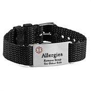 Allergy Bracelets Alert Adjule Black Polyester Allergy Bracelet