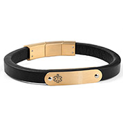 Gold and Black Stylish Leather ID Bracelet