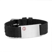 Adjustable Black Polyester Medical ID Bracelet 