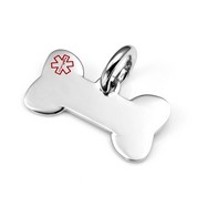 Small Medical Polished Stainless Bone Pet ID Collar Tag