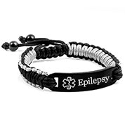 Black & Gray Drawstring Macrame Epilepsy Bracelet