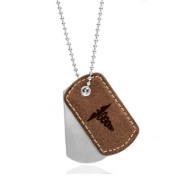 Casual Leather and Steel Medical Dog Tag Necklace 