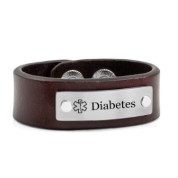 Childs Adjustable Brown Leather Diabetic Bracelet
