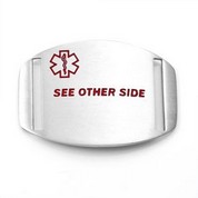 Stainless Medical ID Tag with SEE OTHER SIDE for Straps