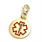 Gold and Stainless Round Medical Alert Charm 
