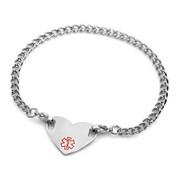 Nine Inch Medical ID Anklet With Heart Tag