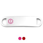 2 Inch Steel Red or Pink Medical Bracelet Tag