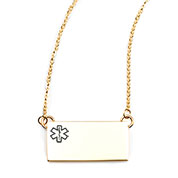 Gold Rectangle Medical ID Necklace