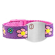 Flower Sport Band ID Bracelet for Girls and Women 4 - 8 Inch