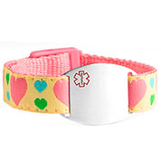 Hearts Medical Sport Band Bracelet for Girls and Women 4 - 8 Inch