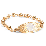 Gold Beaded Medical Bracelet with Designer Tag