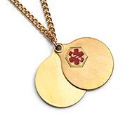 Gold Plated Medical Necklace with 2 Pendants 
