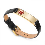 Makenna Gold Leather Watch Style Medical Bracelet