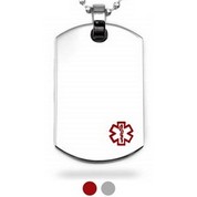 Medical Dog Tag Necklace with Red  Symbol