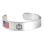 Personalized American Flag Stainless Cuff Bracelet Small