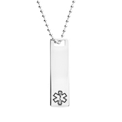 Polished Steel Medical Tag Necklace with 20 inch Neck Chain LS