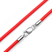 Sixteen Inch Red Rubber Necklace & Sterling Silver Clasp