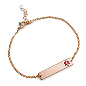 Rose Gold Bar Medical Alert Bracelets for Women