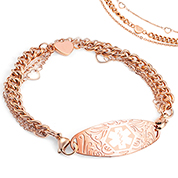 Rose Gold Medical Bracelet with Heart Charms