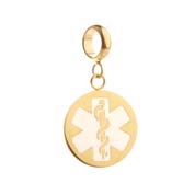 White Medical Symbol Gold Plated Stainless Disk with Charm Holder