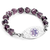 Shimmering Purple Bead Stretch Medical ID Bracelet