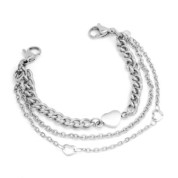 Stainless Silver Color Triple Strand Bracelet for Medical Tags 6 inch