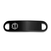 Black Stainless ID Tag for Medical Bracelets